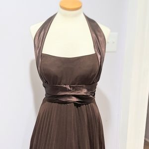 Betsy & Adam pleated brown cocktail dress size 10